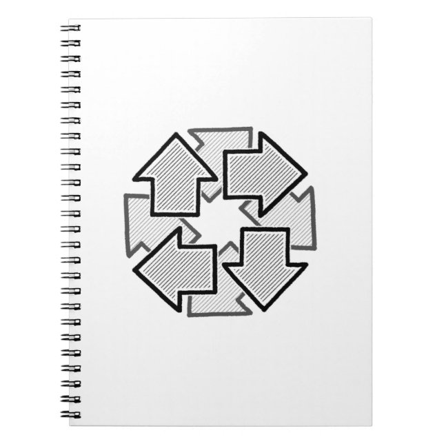 Carnet Clockwise Arrows Minimal Geometric White Variant 1 (Devant)