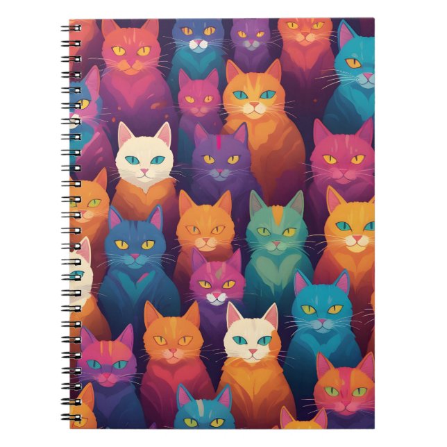 Carnet Clowder de chats colorés (Devant)