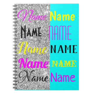Carnet CMYK Cyan et parties scintillant argent cadeau per