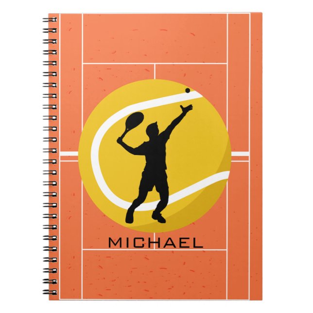 Carnet Coach Joueur De Tennis Personnalisé Servant Sports (Devant)