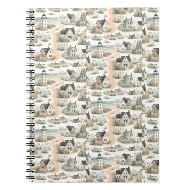 Carnet Coastal Cottage Lighthouse Pattern (Devant)