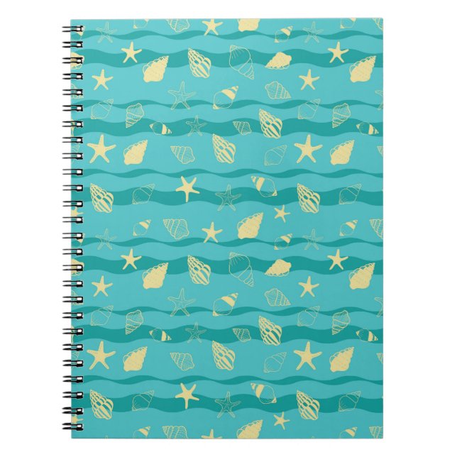 Carnet Coastal Waves & Seashell Pattern (Devant)