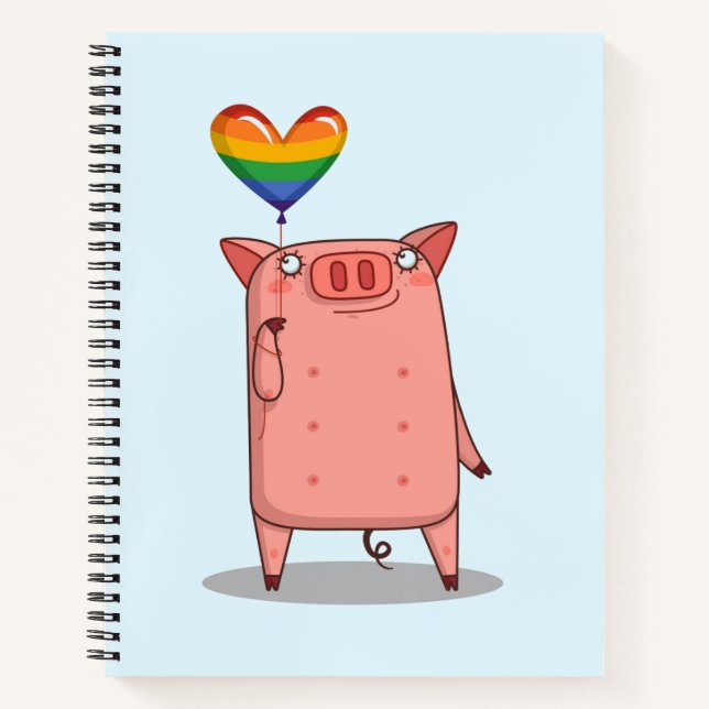 Carnet Cochon Avec Ballon Arc-En-Ciel (Devant)