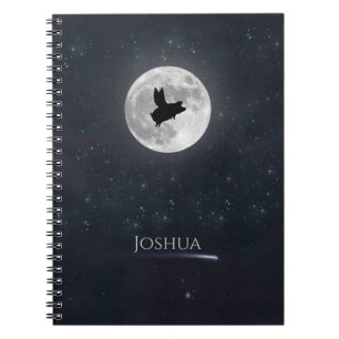 Carnet Cochon volant Nocturne Personnalisé