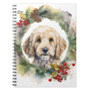 Carnet Cockapoo Christmas Wreath Festive Pup