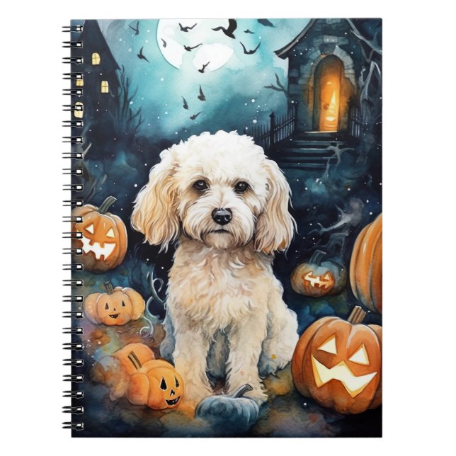 Carnet Cockapou d'Halloween avec la peur Citrouille (Devant)