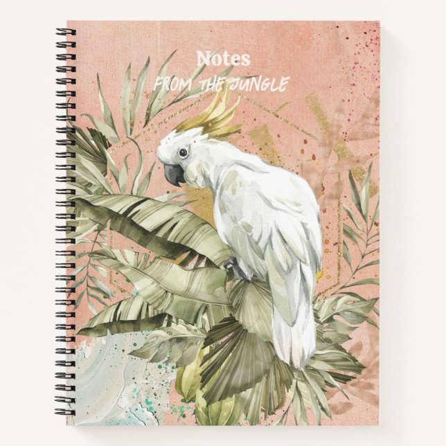Carnet Cockatoès Floral De Saumon De Pêche (Devant)