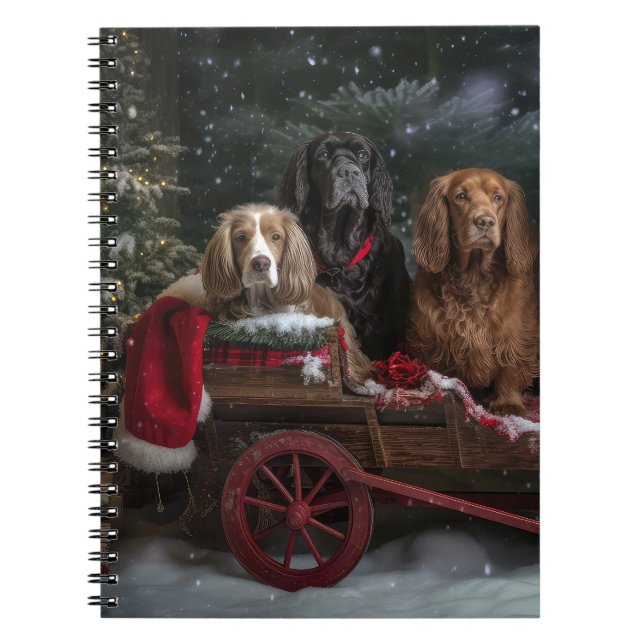 Carnet Cocker Spaniel Snowy Sleigh Décor de Noël (Devant)