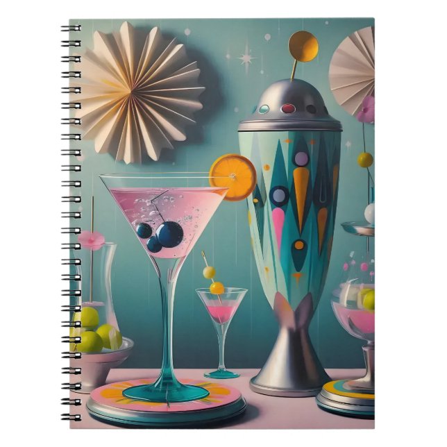Carnet Cocktail atomique futuriste du milieu du siècle (Devant)