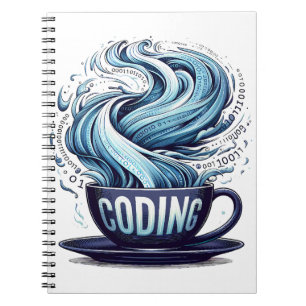 Carnet Codage bleu ton Café Numéros binaires Programmateu