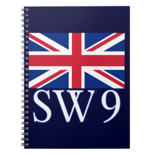 Carnet Code postal SW9 de Londres avec Union Jack