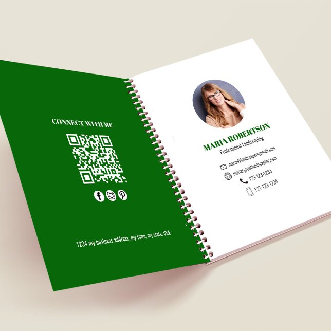 Carnet Code QR de l'entreprise de photo professionnelle v (Businesses add your photo or logo simple minimalist notebook.)