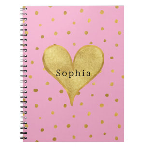 Carnet Cœur à points en or rose