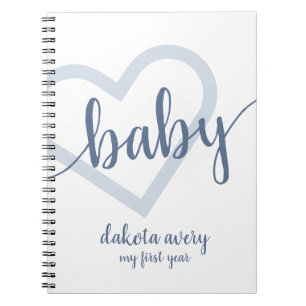 Carnet Coeur bébé   Dusty Ardoise Bleu Flourdissant Scrip