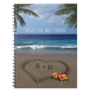 Carnet Coeur dans le sable avec vos initiales