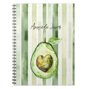 Carnet Coeur d'avocat rayures vertes