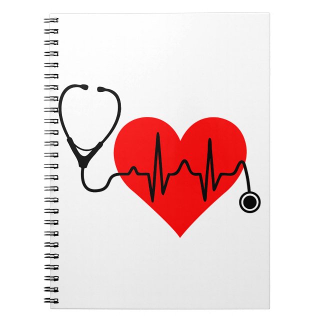 Carnet Coeur de battement de coeur de stéthoscope (Devant)