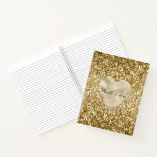Carnet Cœur de Glitter Or Personnalisé