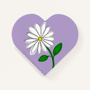 Carnet coeur de marguerite lavande