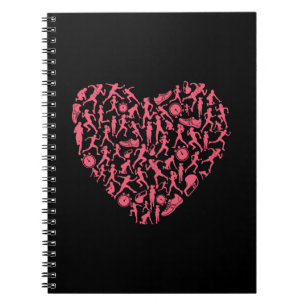 Carnet Coeur de silhouette rose en course - Femme coureus