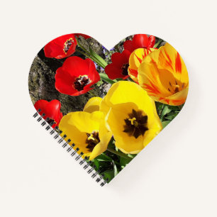 Carnet Coeur des Tulipes jaunes et rouges