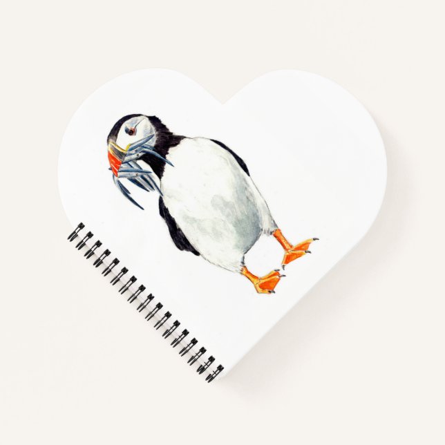 Carnet Cœur en forme de Macareux (Devant)