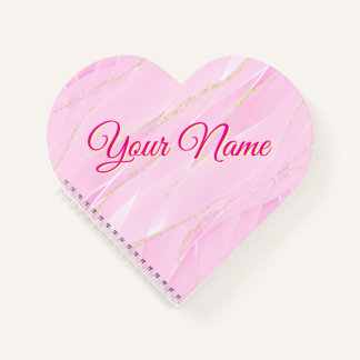 Carnet Cœur en forme de rose et or