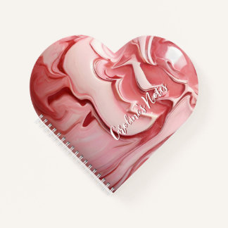 Carnet Coeur en marbre rose