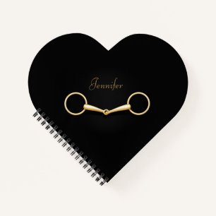 Carnet Coeur équestre personnalisé en forme d'aile d'or