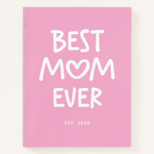 Carnet Cœur Fantaisiste Rose et Blanc Meilleure Maman de