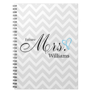 Carnet Coeur griffonné bleu-clair future Mme Wedding