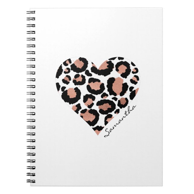 Carnet Coeur Motif Leopard Elégant Personnalisé (Devant)