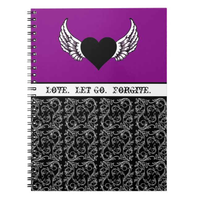 Carnet Coeur noir, ailes blanches (Devant)