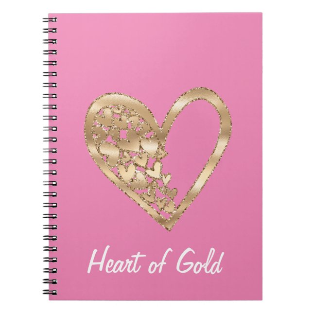 Carnet Coeur rose chic de l'or (Devant)