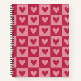 Carnet Coeur rouge en damier