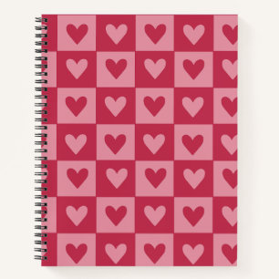 Carnet Coeur rouge en damier