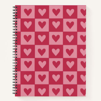Carnet Coeur rouge en damier