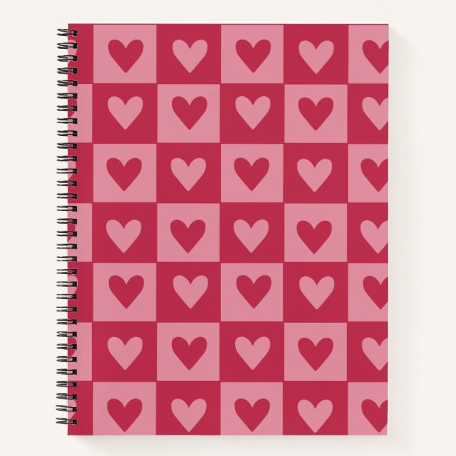 Carnet Coeur rouge en damier (Devant)
