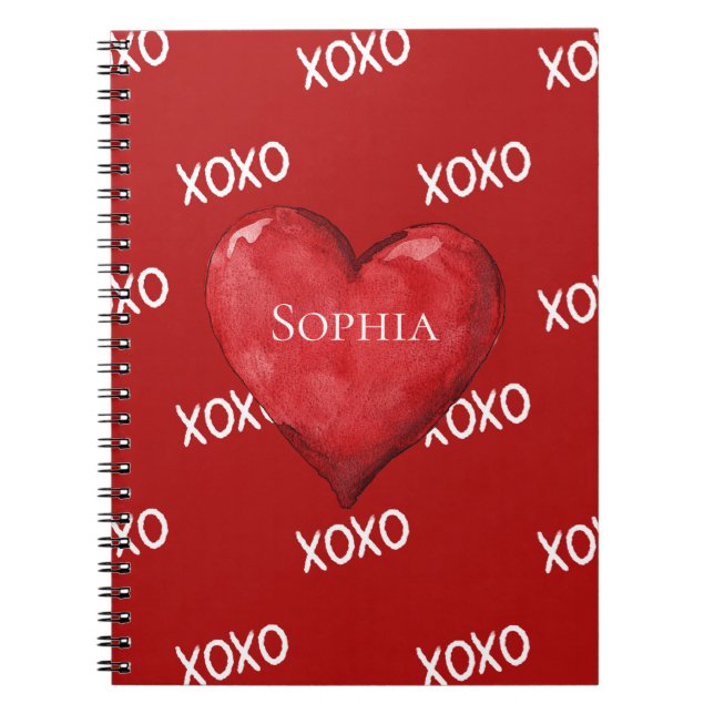 Carnet Coeur rouge XOXO (Devant)