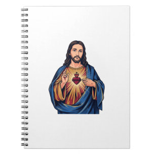 Carnet Cœur Sacré Gravure Vintage Vecteur Religieux De
