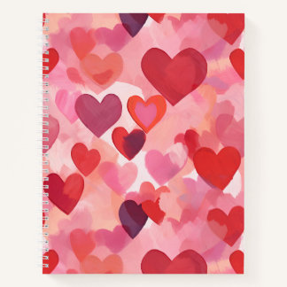 Carnet Cœurs aquarelle rose et rouge Coquette romantique