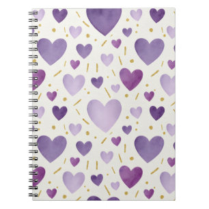 Carnet Cœurs aquarelle violet royal