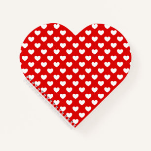 Carnet Coeurs D'Amour Rouge Et Blanc Flashy En Forme De C