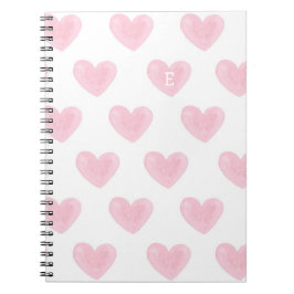 Carnet Coeurs d'aquarelle rose. Motif d'amour doux