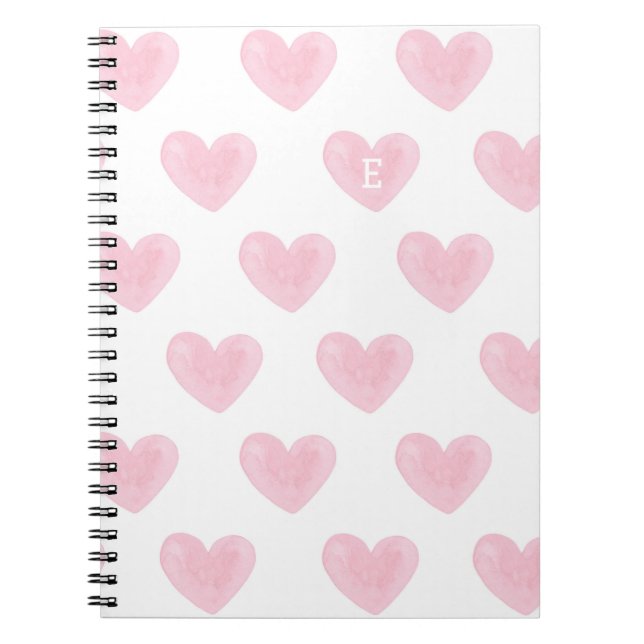 Carnet Coeurs d'aquarelle rose. Motif d'amour doux (Devant)