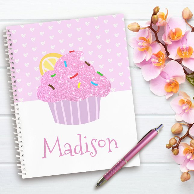 Carnet Cœurs de cupcake mignons et sucrés rose moderne sc (Créateur téléchargé)
