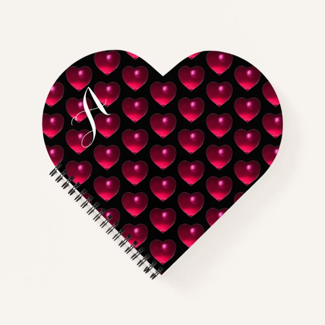 Carnet COEURS DE FUCHSIA ROSE, Jour des Valentines NOIRES (Devant)