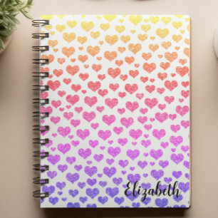 Carnet Coeurs de Parties scintillant arc-en-ciel coloré c