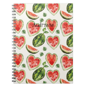 Carnet Cœurs de pastèque rouge vert