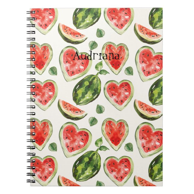 Carnet Cœurs de pastèque rouge vert  (Devant)
